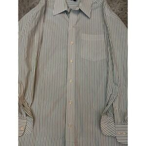 Tommy Hilfiger Ithaca‎ Collegiate Fit XL Dress Shirt White Green Stripe Cotton